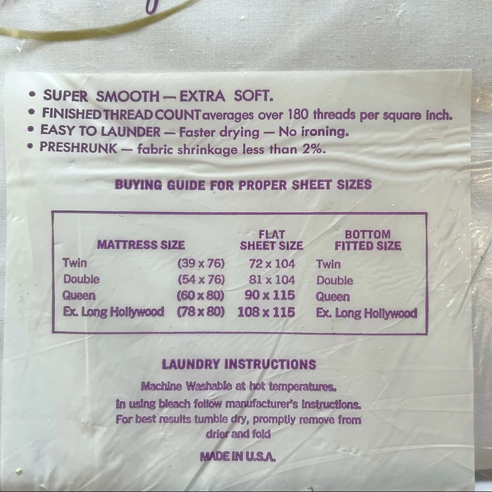 VTG Twin White Fitted Bottom Sheet, No Iron, First Lady, NIP